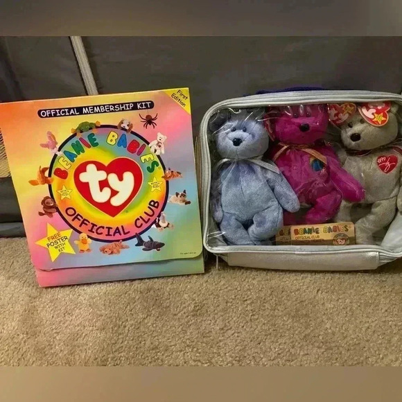 Ty Beanie Babies Millennium Bear Plush Toy - Purple, Tan, Pinkish Purple 2000 - Picture 8 of 8